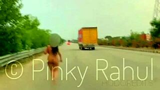 Pinky Naked Dare On Indian Highways
