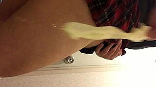 Shemale Plays with Dirty Underwear in Toilet