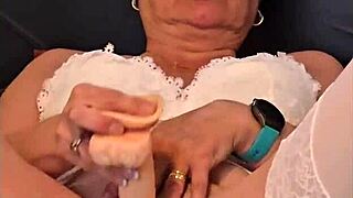 Blonde German babe uses toys to squirt and cum hard solo