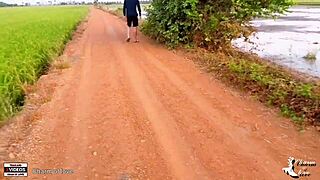 young couples getting wild in a rice field setting