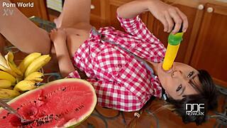 Russian Hotties Double Penetrated In Kitchen!