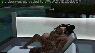 Sims 4 - tierra relaxes by the pool