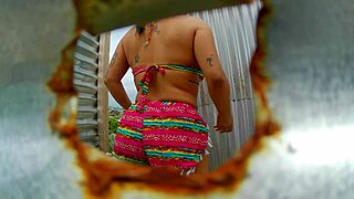 Fat Woman Recorded In Outdoor Booth With Big Ass