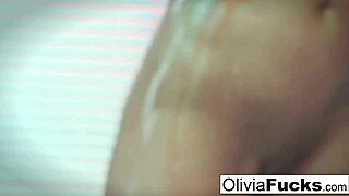 Super Sexy Blonde Pornstar Olivia Austin Teases with Nude Ass and Tits in Shower Masturbation.