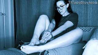 yo, hidden cuckold catches hotwife's interracial footjob