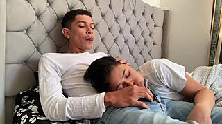 padrastro fucks tattooed mouth with monster cock