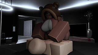 bear girl totally dominates her boyfriend's cock 😈