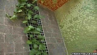 brazilian shemale babe tugging on her hard cock solo masturbation hardcore amateurs!