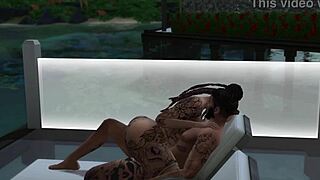 Sims 4 - tierra relaxes by the pool