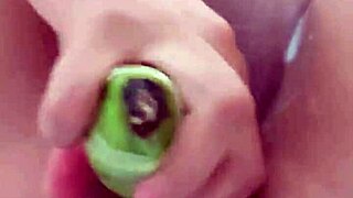 Latina colombian amateurs orgasm with banana toy in vagina play