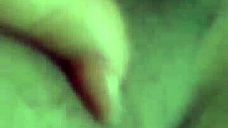 Mature woman masturbates shaved pussy alone at home