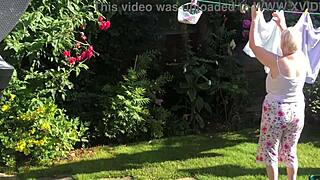 Sexy Neighbor with Big Tits and Ass Flashes Her Feet