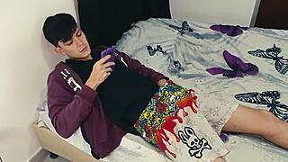 my stepson was jerking off with his tantaly doll, so i helped him with his penis