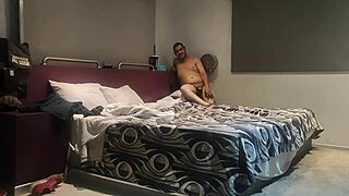 Double camera action in a steamy hotel room setup.