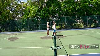 Melanie Monroe Catches Oliver for Passionate Tennis Court Encounter