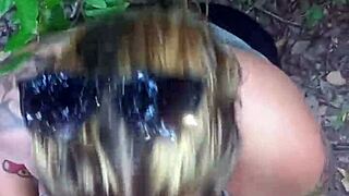 Beautiful friend enjoys outdoor blowjob adventure in the woods