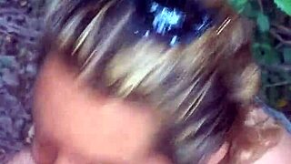 Beautiful friend enjoys outdoor blowjob adventure in the woods