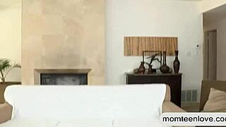 huge boobs stepmom enjoys threesome sex on couch