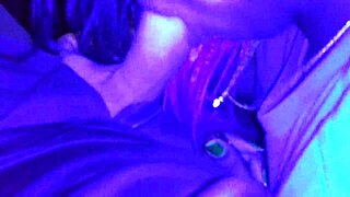 Ebony teen gags on that big latin cock!