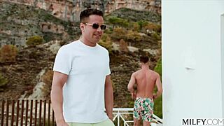 Milfy blonde Shalina Devine seduces husband's friend with deepthroat and creampie.