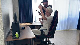 Stepfather Teaches Stepson to Fuck Girl's Pussy