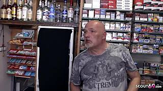 old egon boldly fucks mia in kiosk blowjob