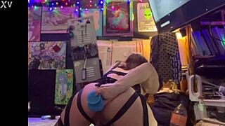 anal enthusiast explores toys in bent over positions