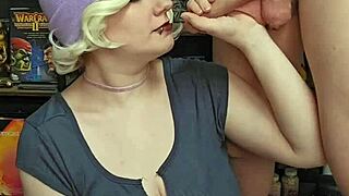 housewife's saggy tits get cum facial