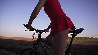 hey, wanna peek at this hot upskirt on a bike ride?