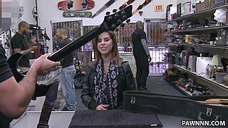 Pawnstar meets rockstar in reality. Latina amateur gets monster cock for cash.