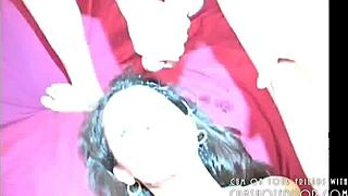 cute girl gets covered in cum from big cocks during group banging