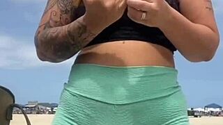 The newbie didn't fuck me yet, but he wants to bring a friend for threesome with swollen pussy on beach.