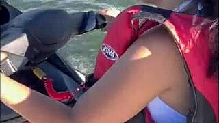 Naked Brazilian Amateur on Jet Ski and Riding Mechanical Bull in Thong Bikini.