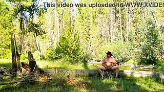 Simscristian05 walks naked to the creek in sheer outfit