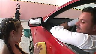 Yvonne Takes Prick Deep in Teen 18+ Pussy. She Fingers Asshole in Fishnets on Bed.