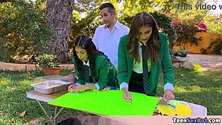 Cute teen 18+ offers free pussy at university stand