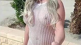 Blonde In Transparent Dress, No Underwear