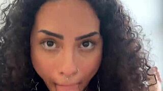 in my first pov casting, this curvy latina unleashes heat with sloppy deepthroat, solo masturbation, riding cowgirl, and cum on natural tits during the interview.