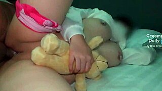 asian teen with puffy pussy takes huge creampie