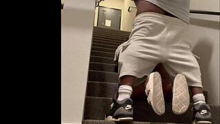 Huge Cumshot On Ass In Public Stairway