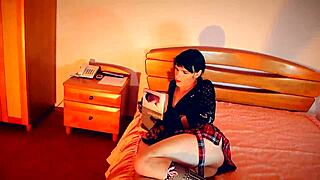 shemale cums in glass and drinks sperm