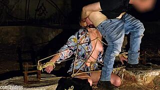 Tied-up submissive ashley lane gets face fucked and ass eaten!