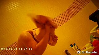 Spy Camera Catches Shower Nude Tits Bathing
