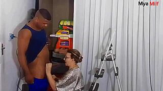 stepson fucks stepmother on stairs