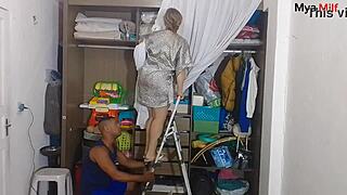 stepson fucks stepmother on stairs