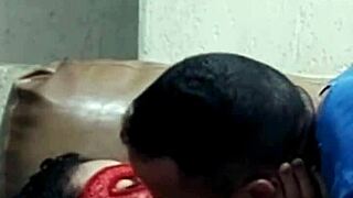 Young Girl Kisses Muscular Guy