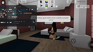 in roblox brookhaven, a goth and latina have quick oral sex threesome
