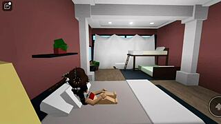 in roblox brookhaven, a goth and latina have quick oral sex threesome