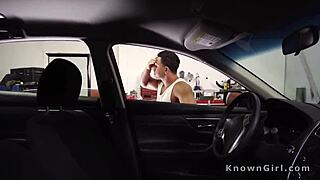 Ebony Spinner Bangs Big Cock In Car Shop Hardcore