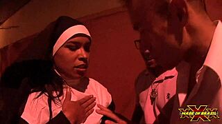 Latina nun reconverted! Anal fucked by big black cock!